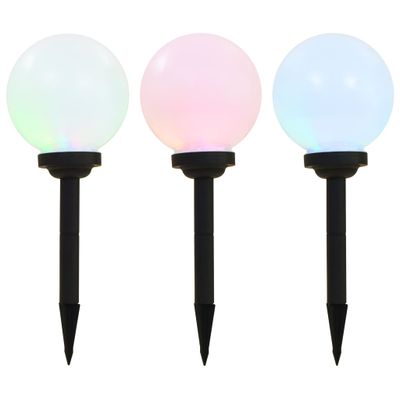 vidaXL Vonkajšie solárne lampy 3 ks 20 cm LED guľové RGB