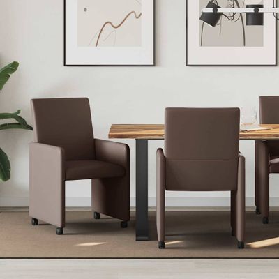 vidaXL Jedálenské stoličky na kolieskach 2 pcs Hnedá 57 x 66 x 94 cm