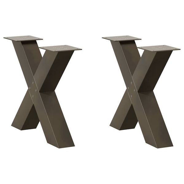 vidaXL Nohy konferenčného stolíka v tvare X, 2 ks, prírodná oceľ, 60 x (42-43) cm, oceľ