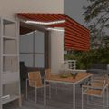 vidaXL Automatická markíza tienidlo&LED&senzor vetra oranžovo-hnedá