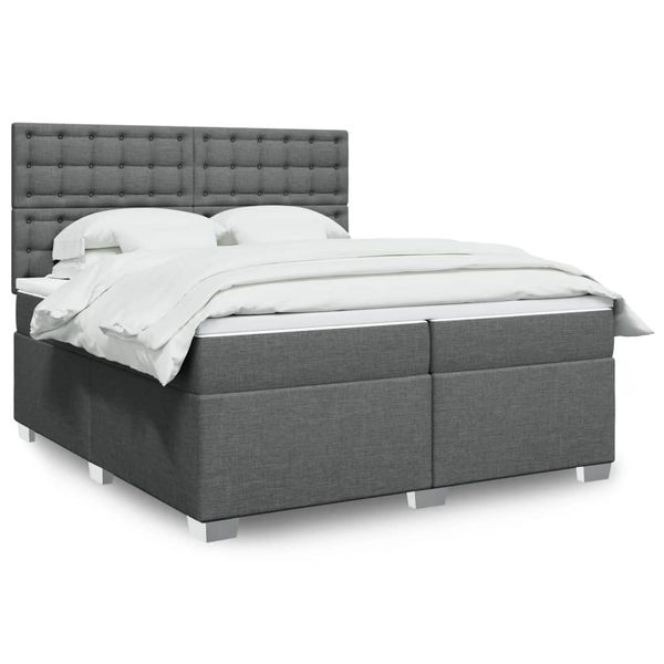 vidaXL Boxspring posteľ s matracom tmavosivá 200x200 cm látka