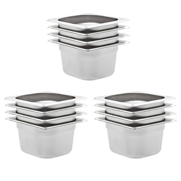 vidaXL Gastronádoby 12 ks, GN 1/6, 100 mm, nehrdzavejúca oceľ