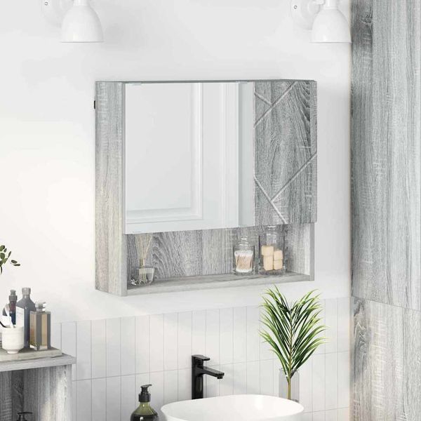 vidaXL Zrkadlová skrinka Sivý Sonoma 59 x 17 x 55 cm Kompozitné drevo