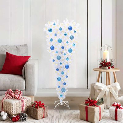 vidaXL Umelý vianočný stromček s 150 LED-i Biela 120 cm PVC a oceľ