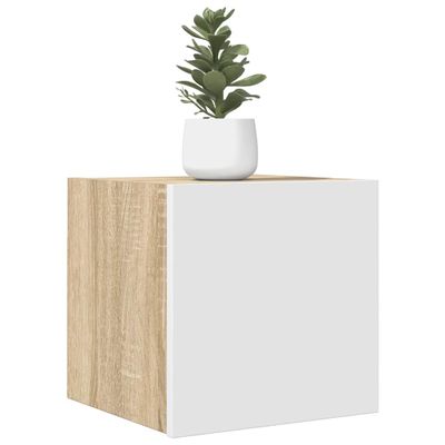 vidaXL Nástenné TV skrinky 4 ks biele a dub sonoma 30,5x30x30 cm
