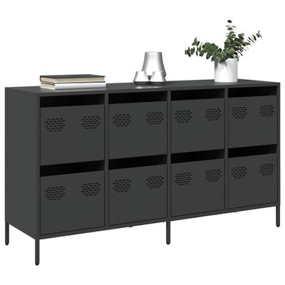 vidaXL Komoda čierna 135x39x73,5 cm oceľ valcovaná za studena