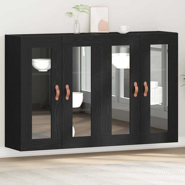 vidaXL Nástenné skrinky 2 pcs Čierny dub 69,5 x 34 x 90 cm