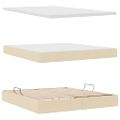 vidaXL LED úložná posteľ s matracom Krémová 160 x 200 cm Látka