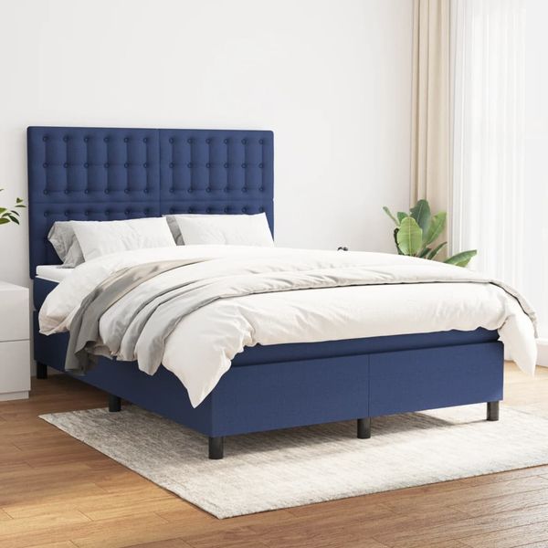 vidaXL Boxspring posteľ s matracom modrý 140x190 cm látka