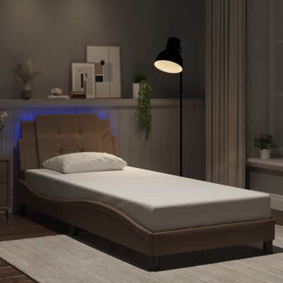 vidaXL Rám postele s LED bez matraca, Zadar, kapučínový 90x200 cm