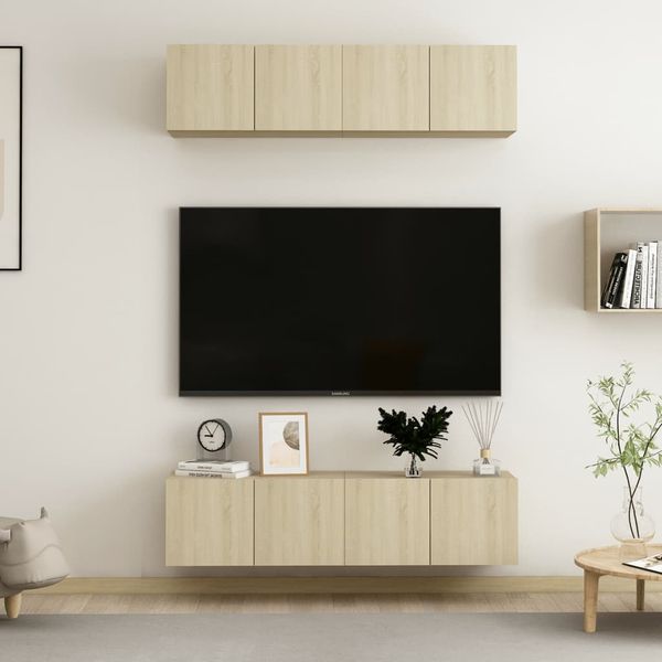 vidaXL TV skrinky 4 ks, dub sonoma 60x30x30 cm, kompozitné drevo
