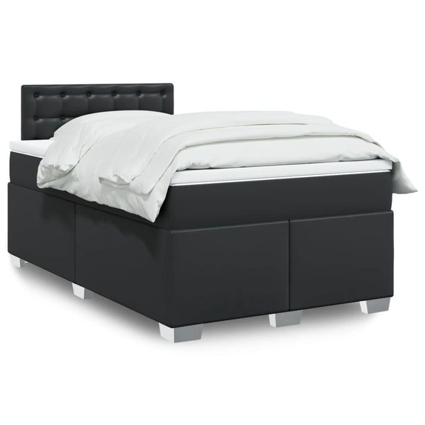 vidaXL Boxspring posteľ s matracom čierna 120x190 cm umelá koža