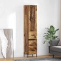vidaXL Highboard Staré drevo 34,5 x 34 x 180 cm Kompozitné drevo