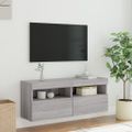 vidaXL TV nástenná skrinka s LED svetlami sivá sonoma 100x30x40 cm