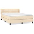 vidaXL Posteľný rám boxspring s matracom krémový 140x200 cm látka
