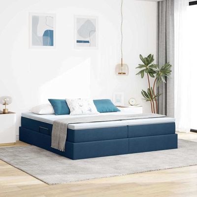 vidaXL Postel s úložným prostorem a matrací Modrá 180 x 200 cm