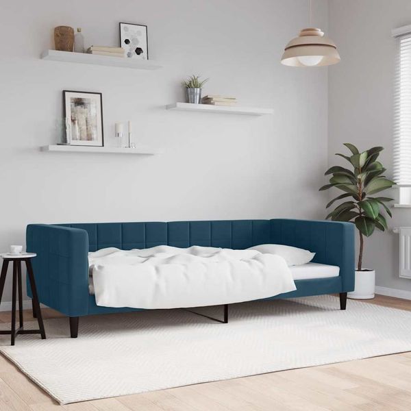 vidaXL Denná posteľ modrá 90x200 cm zamat