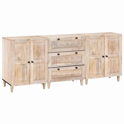 vidaXL Servírovacia skriňa 3 pcs Biela 180 x 33,5 x 75 cm