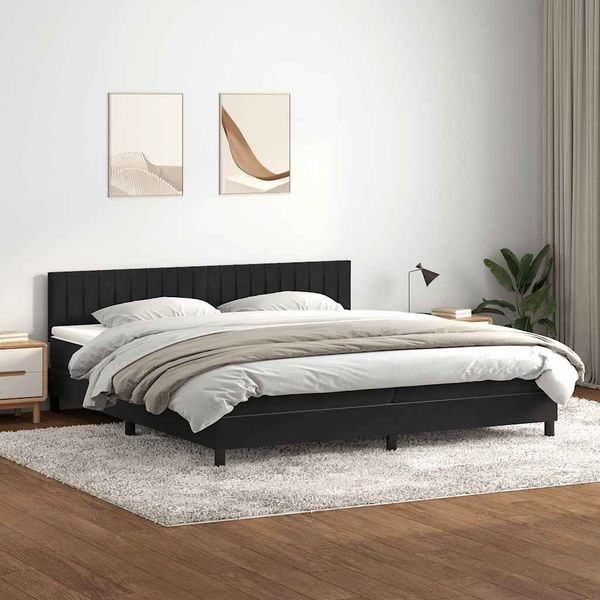 vidaXL Box Spring Posteľ s matracom Čierna 200x220 cm Zamat