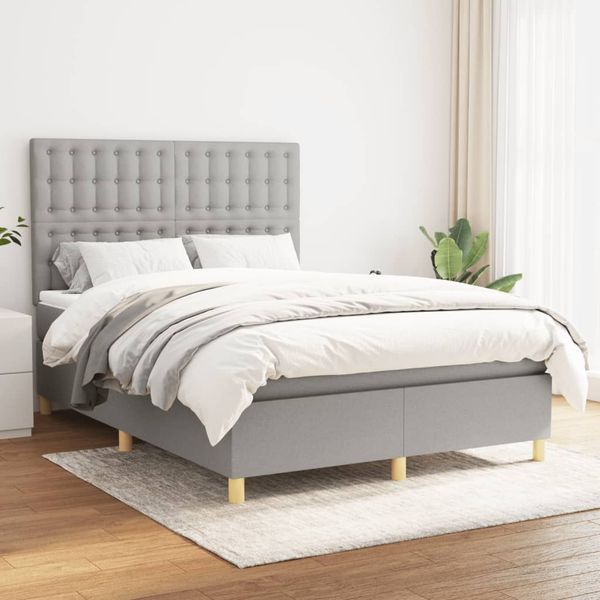 vidaXL Boxspring posteľ s matracom bledosivá 140x200 cm látka