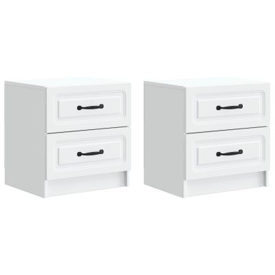 vidaXL Nočný stolík 2 pcs Biela 43 x 34,5 x 44,5 cm Kompozitné drevo