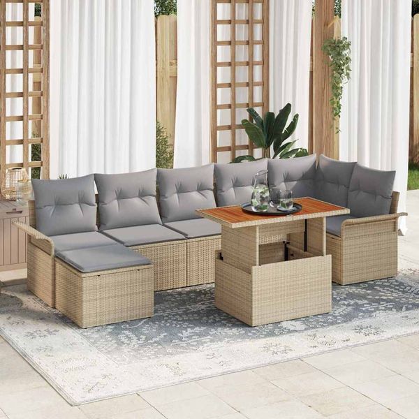 vidaXL Súprava záhradných pohoviek 8 pcs Beige a svetlo šedá polyratan