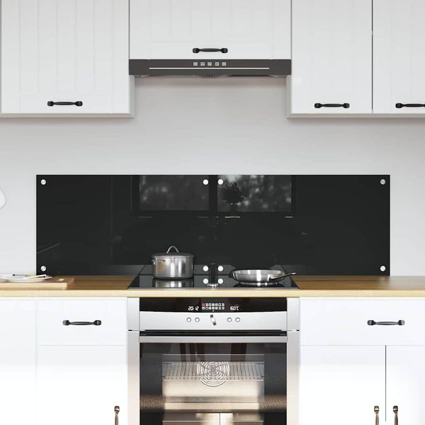 vidaXL Kuchynský obklad 2 pcs Čierna 70 x 40 cm tvrdené sklo
