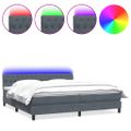 vidaXL Posteľný rám boxspring s matracom a LED tmavosivý 180x210 cm zamat