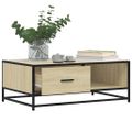 vidaXL Konferenčný stolík dub sonoma 90x57x35 cm kompozit. drevo a kov