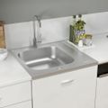 vidaXL Kuchynský drez s odkvapkávačom, strieborný 600x600x155 mm, oceľ