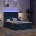 vidaXL LED úložná posteľ s matracom Modrá 140 x 200 cm Látka