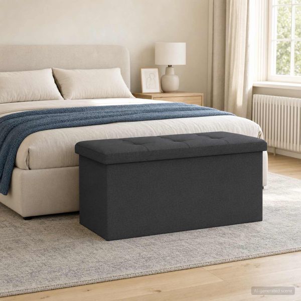 vidaXL Skladacia úložná lavička Tmavosivá 180 kg 80 L 77 x 38 x 38 cm
