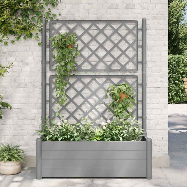 vidaXL Záhradný kvetináč s mriežkou 100x43x142 cm PP kamenný sivý