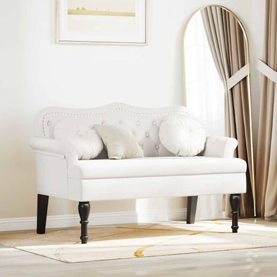 vidaXL Chesterfield lavica Biela 120,5 x 65 x 75 cm Umelá koža