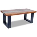 vidaXL Konferenčný stolík z teakového dreva a živice, 100 x 50 cm