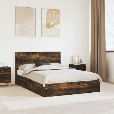 vidaXL Úložná posteľ Dymová dub 160 x 200 cm Kompozitné drevo
