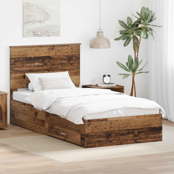 vidaXL Rám postele Staré drevo 100 x 200 cm Kompozitné drevo
