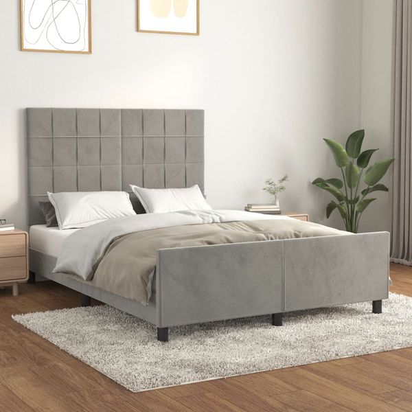 vidaXL Posteľ bez matraca bledosivý 140x200 cm zamat