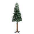 vidaXL Úzky vianočný stromček, pravé drevo a biely sneh, zelený 210 cm