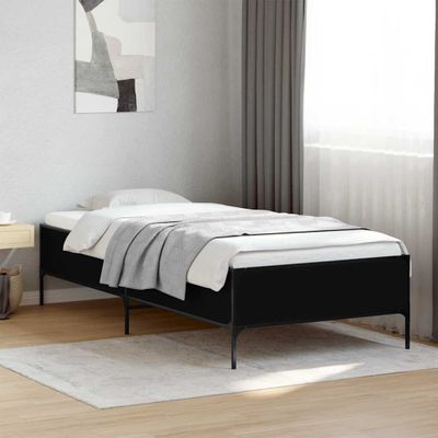 vidaXL Posteľný rám čierny 90x200 cm kompozitné drevo a kov