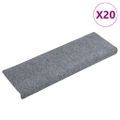 vidaXL Schodové rohože, samolepiace, 20 ks, 65x21x4 cm, svetlosivé, s obdĺžnikovým okrajom