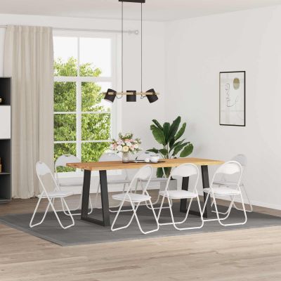 vidaXL Skladacia stolička 8 pcs Biely 48 x 43,5 x 81 cm Umelá koža