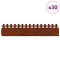 vidaXL Obrubníky trávnika 30 ks 103 x 0,05 x 22 cm Hrdzavý