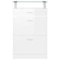 vidaXL Botník lesklý biely 63x24x104 cm spracované drevo