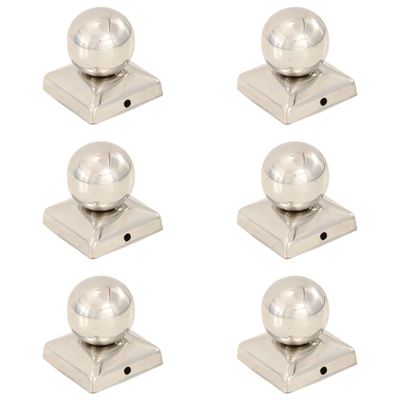 vidaXL Kryty na plotové stĺpiky 6 ks s guľou, oceľ 71x71 mm