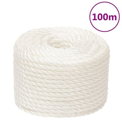 vidaXL Pracovné lano biele 16 mm 100 m polypropylén