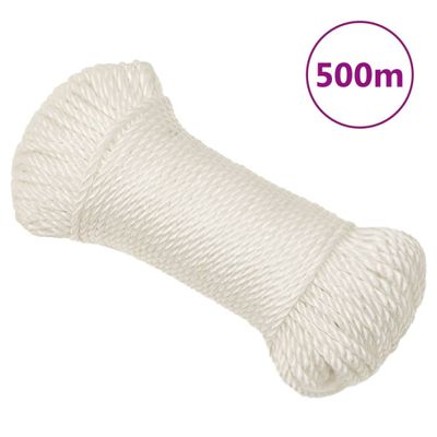 vidaXL Pracovné lano biele 8 mm 500 m polypropylén
