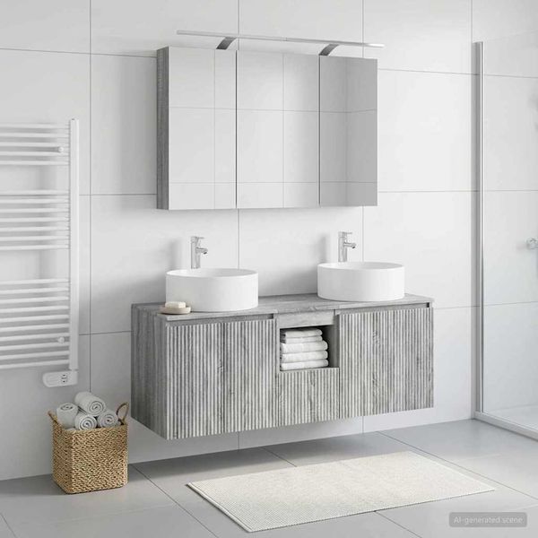 vidaXL Set kabinetov do kúpeľne 4 pcs Sivý Sonoma 100 x 14,5 x 70 cm