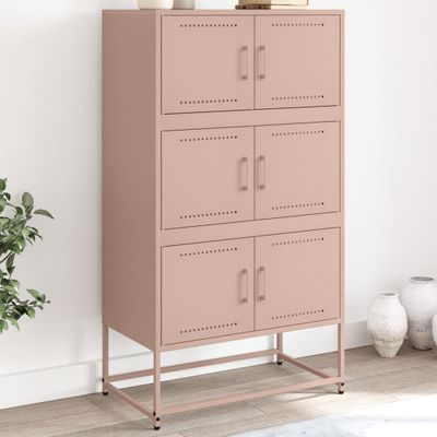 vidaXL Komoda ružová 68,5x38,5x123,5 cm oceľ