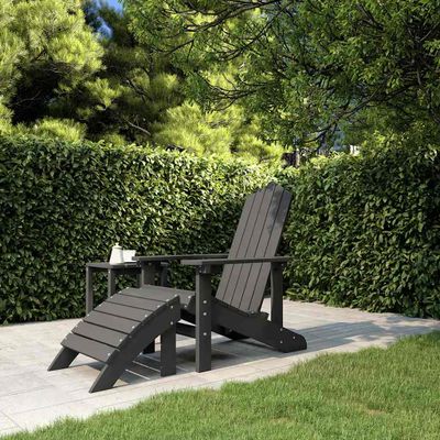 vidaXL Záhradná stolička Adirondack s podnožkou HDPE antracitová
